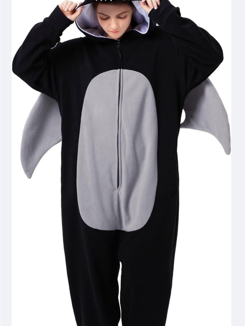 Women’s Black & Gray Dragon Hooded Onesie Pajamas
